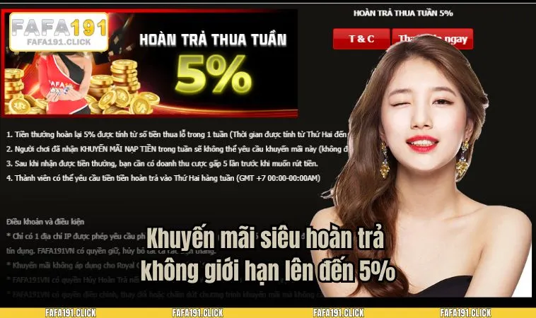 nha cai fafa191 9 Khuyến mãi siêu hoàn trả không giới hạn lên đến 5%
