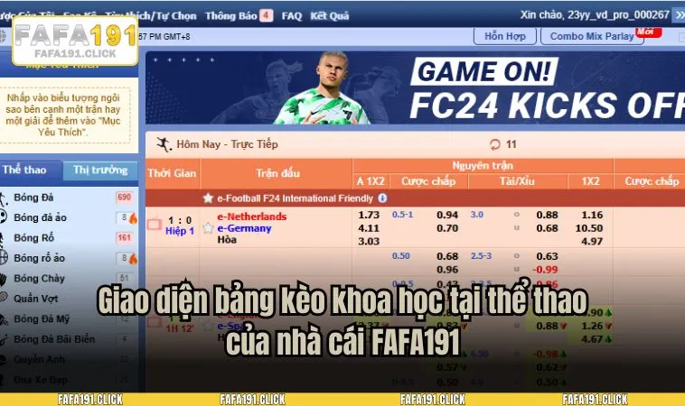 the thao fafa191 2 Giao diện bảng kèo khoa học tại thể thao của nhà cái FAFA191