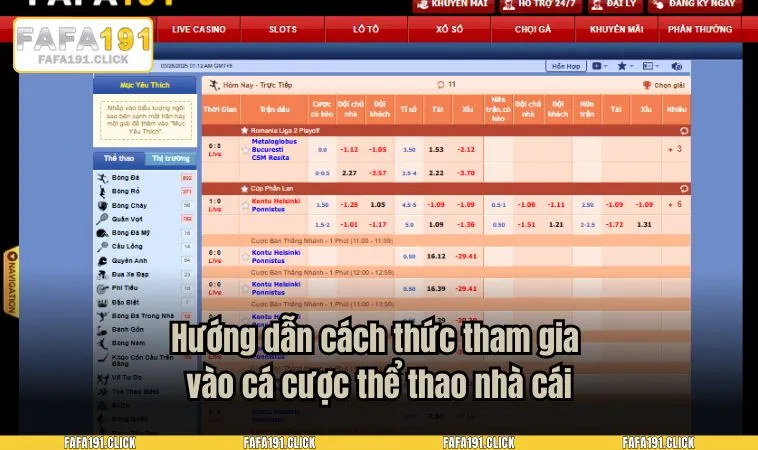 the thao fafa191 3 Hướng dẫn cách thức tham gia vào cá cược thể thao nhà cái